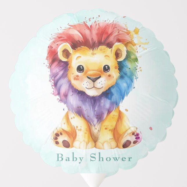 Watercolor Lion Gender Neutral Baby Shower Balloon (Front)