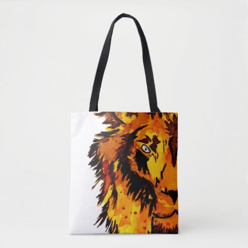 Watercolor Lion Half Face Tote Bag