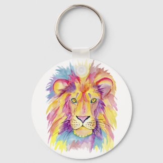 Watercolor Lion Head Keychain