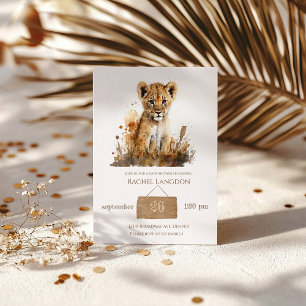 Watercolor Lion King`s Baby Shower Invitation