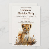 Watercolor Lion King`s Party Invitation  (Front/Back)