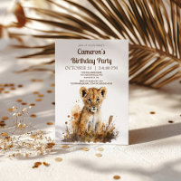 Watercolor Lion King`s Party Invitation
