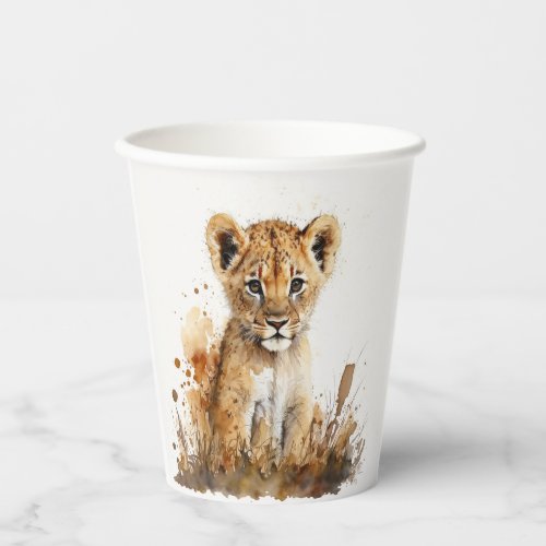 Watercolor Lion Kings Party Paper Cups 