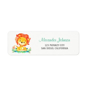 Watercolor Lion Label by SpecialOccasionCards at Zazzle