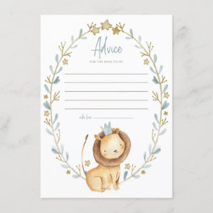 Watercolor Lion Prince Baby Shower Mom Advice Card