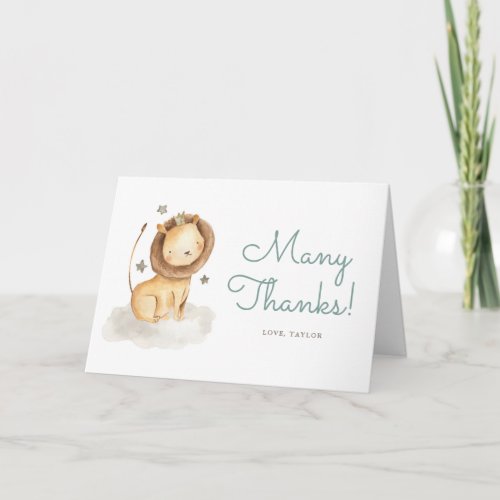 Watercolor Lion Prince Birthday Thank You Card