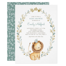 Watercolor Lion Prince It's a Boy Baby Shower Invitation