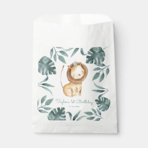 Watercolor Lion Prince Tropical Safari Birthday Favor Bag