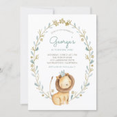 Watercolor Lion Prince Wreath Birthday Party Invitation (Front)