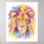 Watercolor Lion Print - Colorful Wall Decor