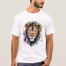 Watercolor Lion Sacred Geometry T-Shirt 
