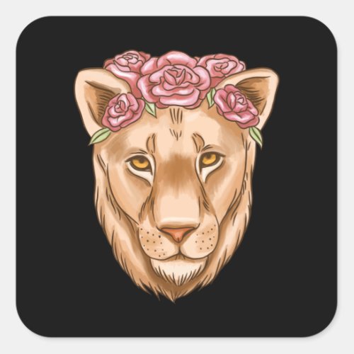 Watercolor Lioness Square Sticker