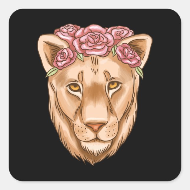 Watercolor Lioness Square Sticker (Front)