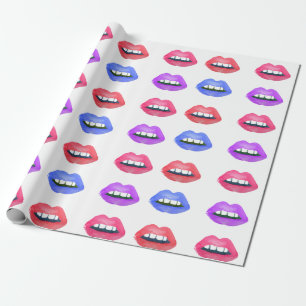 Watercolor Lips Kiss Fun Lipstick Wrapping Paper