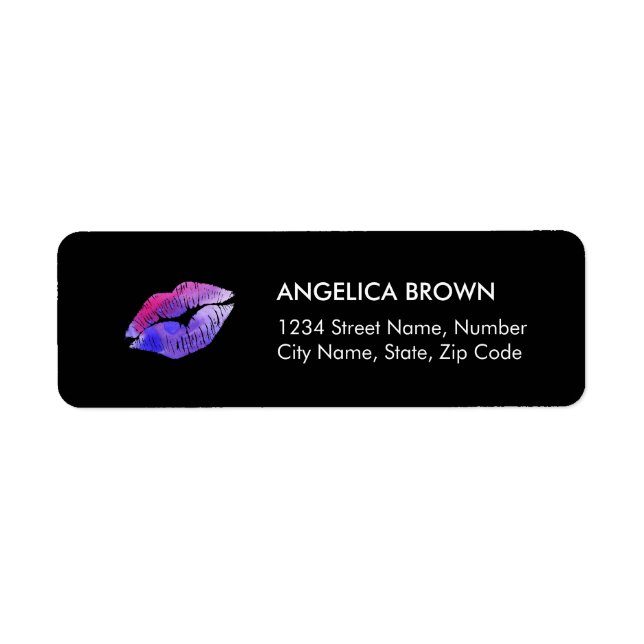 Watercolor Lips Make Up Artist Address Label (Front)