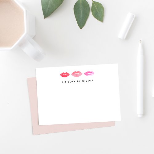 Watercolor Lips  Personalized Flat Notecards