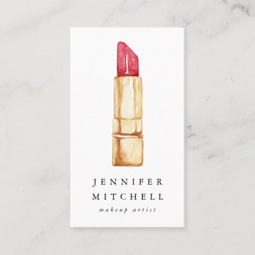 Watercolor Lipstick Beauty Makeup Artist Business Card