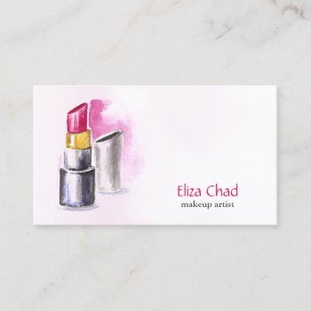 Watercolor Lipstick Makeup Artist Business Cards by MG_BusinessCards at Zazzle