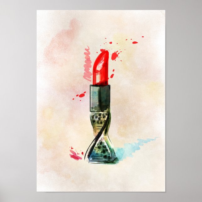 Watercolor lipstick poster (Front)