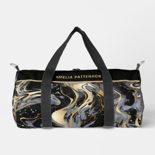 Watercolor Liquid Marble Pattern Personalized Name Duffle Bag