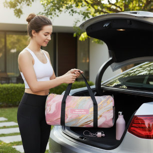 Watercolor Liquid Marble Pattern Personalized Name Duffle Bag