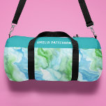 Watercolor Liquid Marble Pattern Personalized Name Duffle Bag<br><div class="desc">Watercolor Liquid Marble Pattern Personalized Name Duffle Bag Gym Bag Sports Bag features a watercolor green and blue watercolor liquid marble pattern. Personalized with your name. Makes a great gift for birthday, Christmas, holidays, Mother's Day and back to school. Perfect for sports, gym, travel and more. Designed by ©2024 Evco...</div>