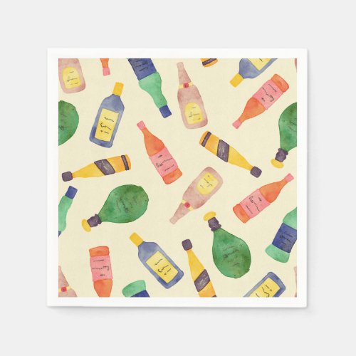Watercolor Liquor Bottles napkins