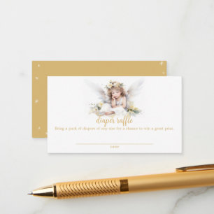 Watercolor Little Angel Baby Diaper Raffle Enclosure Card