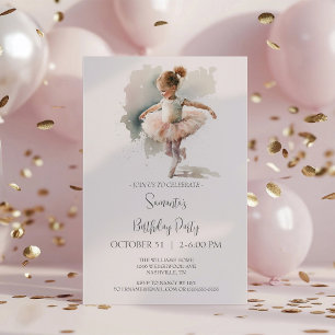 Watercolor Little Ballerina Invitation