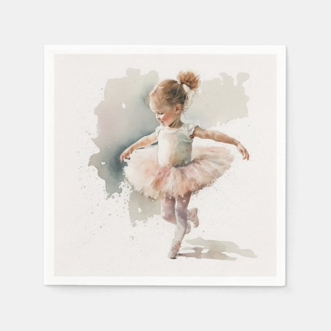 Watercolor Little Ballerina Napkins  (Front)