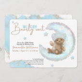 Watercolor Little bear & moon baby shower  Invitation (Front/Back)