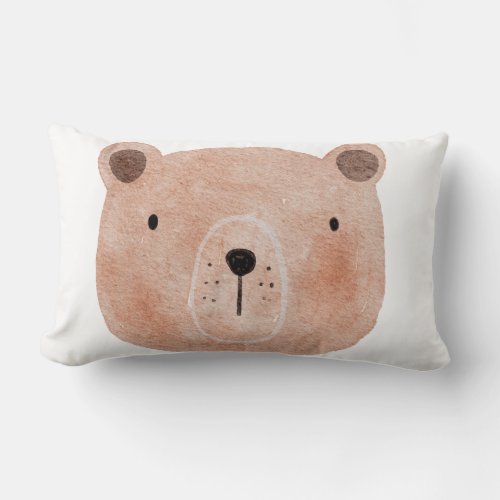 Watercolor little bear safari nursery cute pink lumbar pillow
