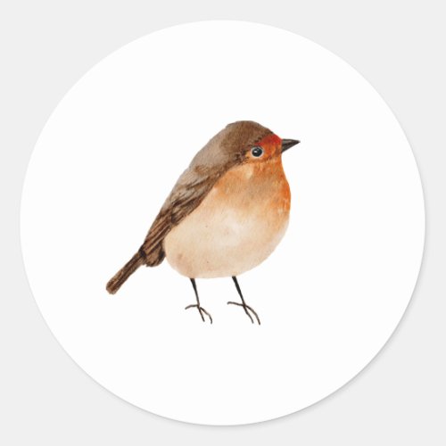 Watercolor Little Bird  Robin Minimalist Classic Round Sticker