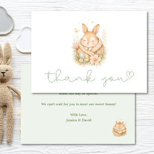Watercolor Little Bunny Baby Shower Thank You Card