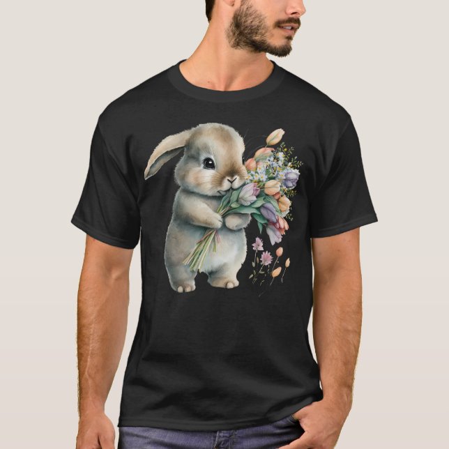 Watercolor Little Bunny Rabbit T-Shirt (Front)