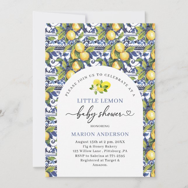 Watercolor Little Citrus Lemon Baby showInvitation Invitation (Front)