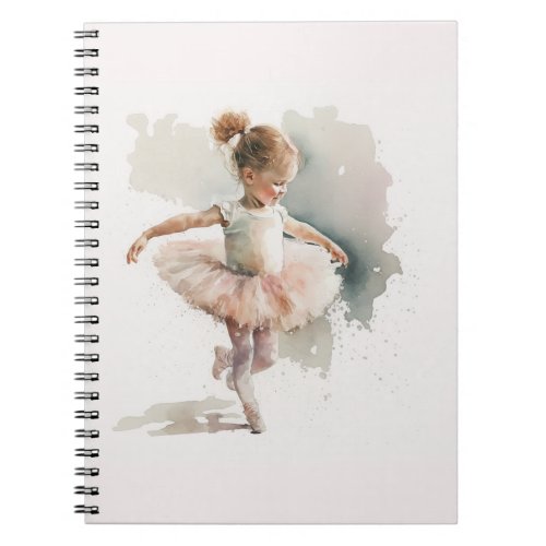 watercolor littlecute ballerina in a pink dress notebook