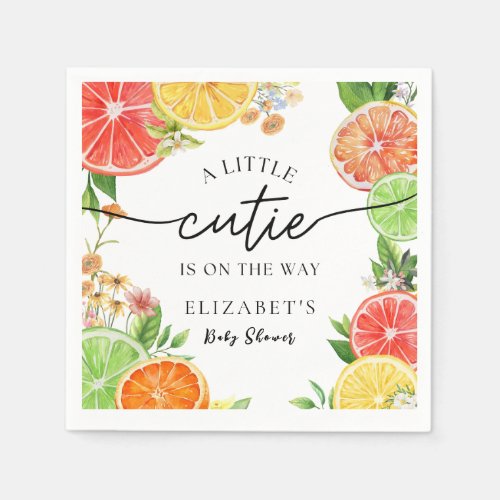 Watercolor Little Cutie Citrus Baby Shower Napkins