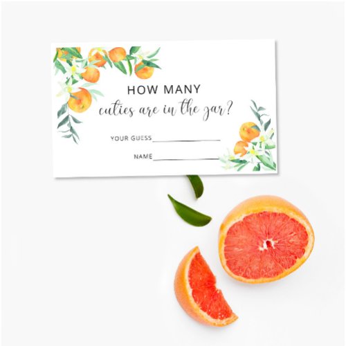 Watercolor little cutie guess how many cuties enclosure card