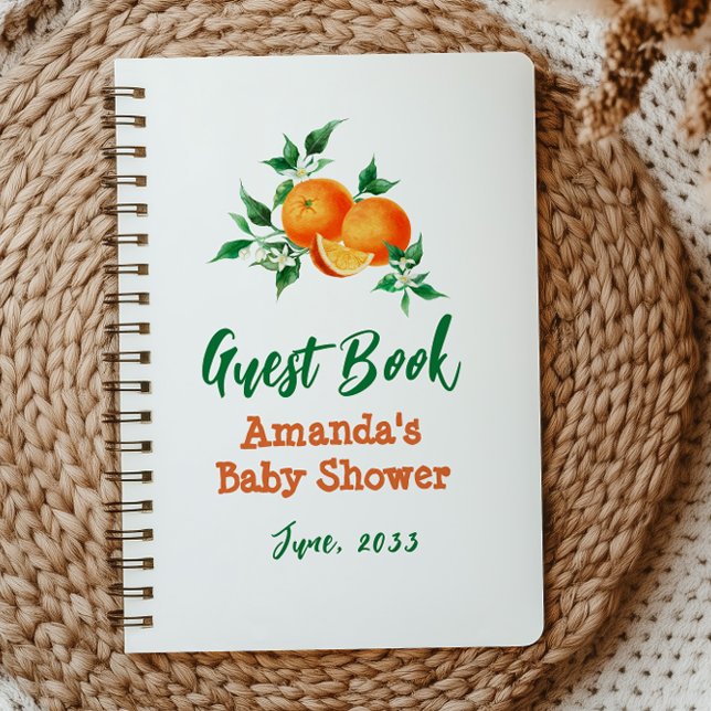 Watercolor Little Cutie Orange Baby Shower Guest Notebook (Creator Uploaded)