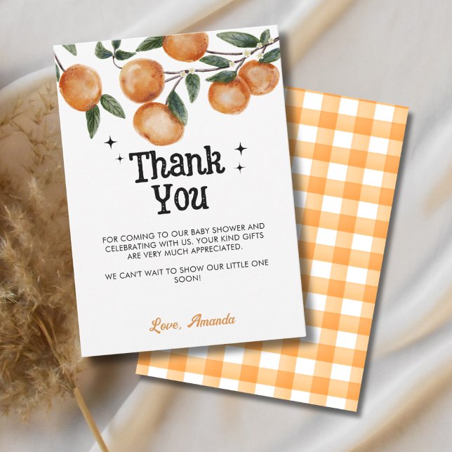 Watercolor Little Cutie Orange Citrus Thank You Card (Creator Uploaded)