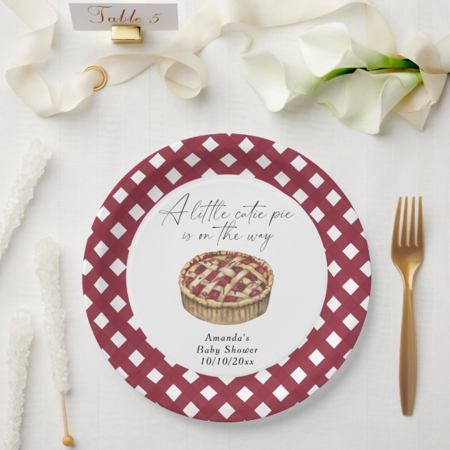 Watercolor little cutie pie baby shower paper plates (Wedding)