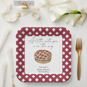 Watercolor little cutie pie baby shower paper plates