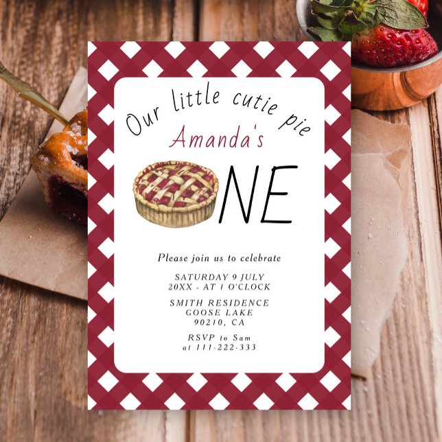Watercolor Little Cutie Pie Kids Birthday Invitation (Creator Uploaded)