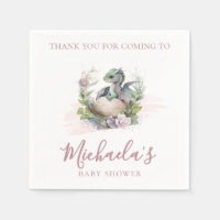 Watercolor Little Dragon Baby Shower Thank You