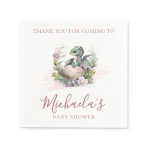 Watercolor Little Dragon Baby Shower Thank You Napkins