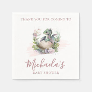 Watercolor Little Dragon Baby Shower Thank You Napkins
