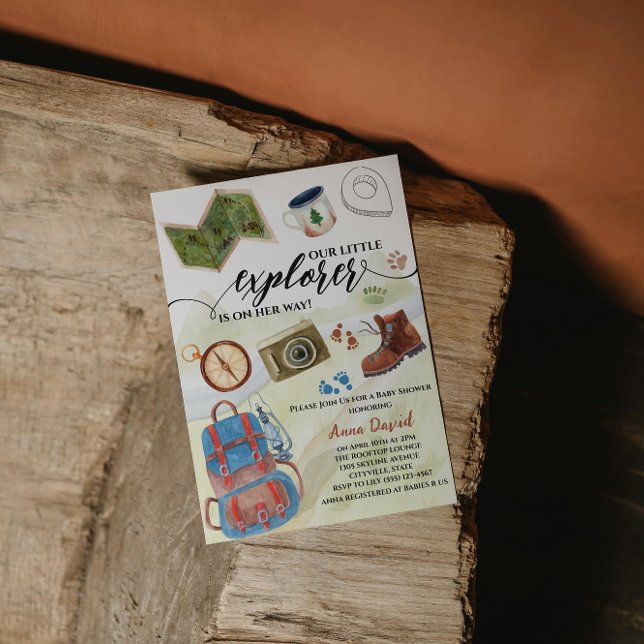  watercolor little explorer adventure baby shower invitation (Creator Uploaded)