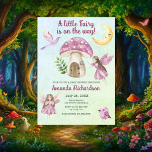 Watercolor Little Fairy Whimsical Baby Shower Invitation