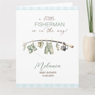 Watercolor Little Fisherman baby shower Card